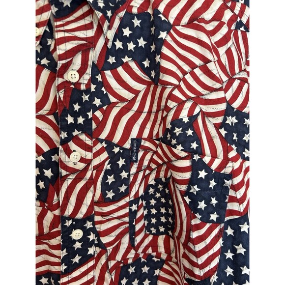 RARE VTG Ralph Lauren Chaps USA Flag Polo Shirt Men's L Vintage Button Down - Picture 3 of 5